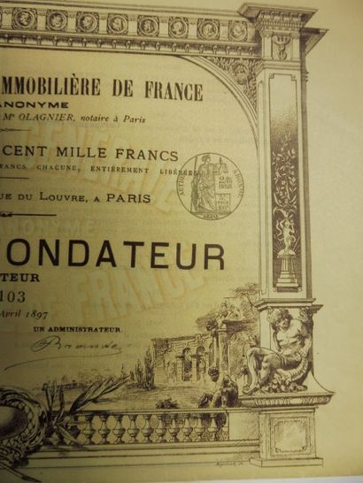 null COMPAGNIE GENERALE IMMOBILIERE DE FRANCE part de fondateur N° 103 sur 1400 datée...