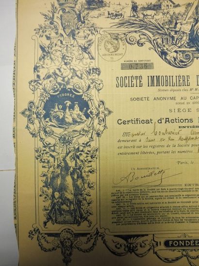 null SOCIETE IMMOBILIERE DE LA CHARCUTERIE FRANCAISE certificat d’action N° 399 sur...