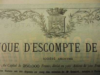 null BANQUE D’ESCOMPTE DE ROUEN action N° 352 sur 500 datée 1883 illustration vue...
