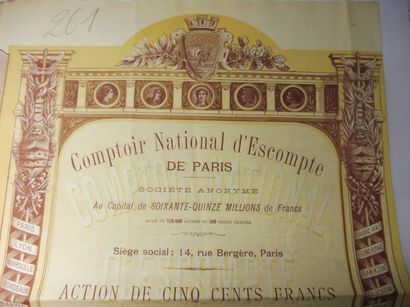 null COMPTOIR NATIONAL D’ESCOMPTE DE PARIS action blancket en date de 1892 décor...