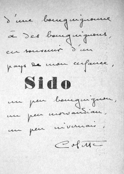 COLETTE (Sidonie Gabrielle). Sido. Paris, Ferenczi, 1930, in-8°, broché, couverture...