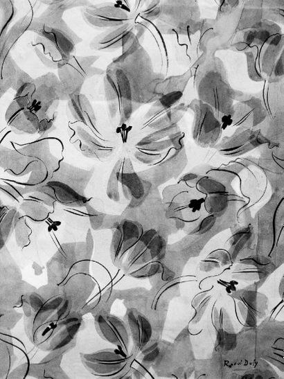 DUFY RAOUL (1877-1953) Fleurs Aquarelle, cachet en bas à droite. 42x35cm Un certificat...