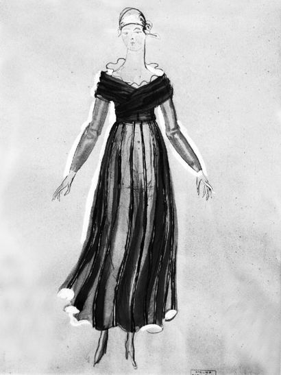 DUFY RAOUL (1877-1953) Mannequin pour Paul Poiret Gouache, cachet en bas à droite....
