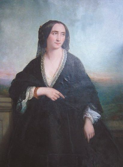 Horace de MANARA (1804-...) Portrait de madame de X. Huile sur toile signée et datée...