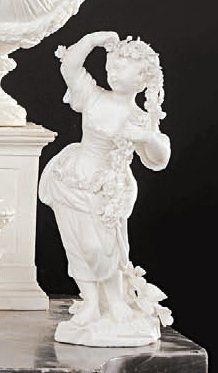 TOURNAI Statuette en biscuit de porcelaine tendre représentant le Printemps sous...