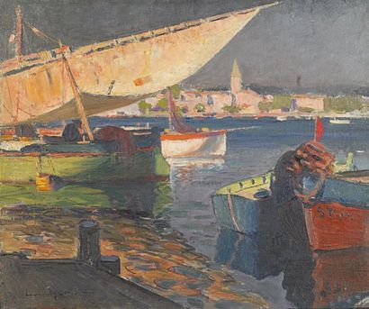 Laurent MATTIO (Toulon 1892-1965) Au pays du pêcheur Sur sa toile d'origine. Signé...