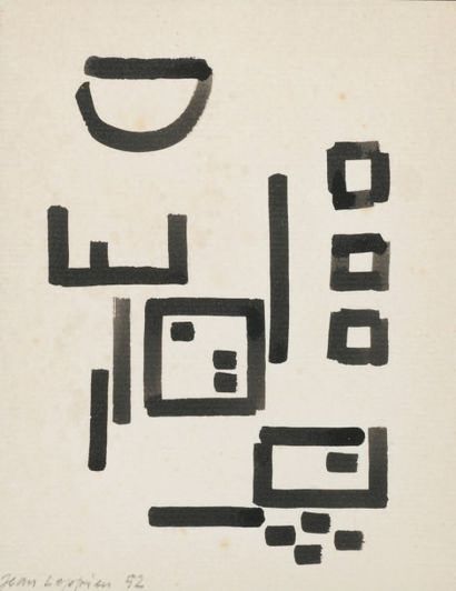 Jean LEPPIEN (1910-1933) Composition géométrique Encre. Signé et daté 52 en bas à...