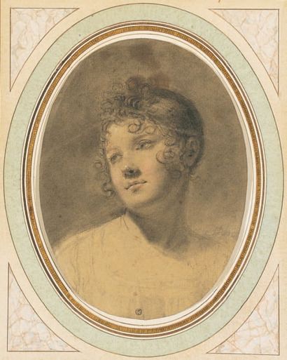 Marie Françoise Constance MAYER (1775-1821) Portrait de femme Crayon et rehauts de...