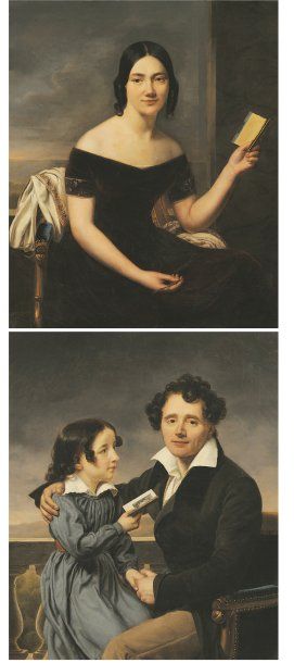 François Henri RIESENER (1767-1828) Portrait de femme au carnet de bal Portrait d'un...