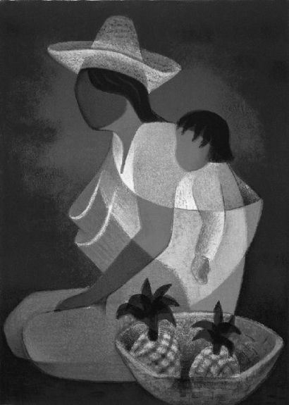 TOFFOLI LOUIS (1907-1999) Femme et enfant. Lithographie originale signée au crayon,...