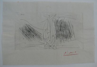 PICASSO PABLO Composition avec une femme Pointe sèche, datée 1956. Référencée sous...
