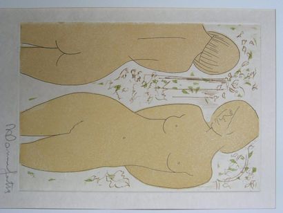 BONNEFOIT ALAIN Femmes nues Ensemble de quatre aquatintes sur Japon, signées et datées...