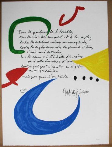 MIRO JOAN Miro-Leiris, 1973 Lithographie signée dans la planche par les deux artistes...