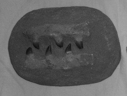  Double fragment de MÂCHOIRE DE MOSASAURE comportant six dents. Période du créta...