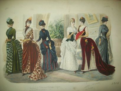 null MAQUETTE gouachée pour une grande gravure de mode, vers 1880-1885, présentant...