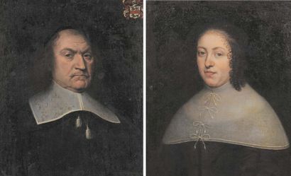 Ecole FRANÇAISE vers 1650 Portrait d'homme Portrait de femme Toiles, une paire. (restaurations...