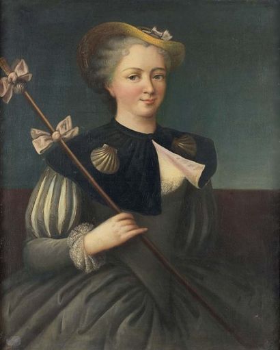 Ecole FRANCAISE, première moitié du XVIIIe siècle Portrait de jeune femme en costume...