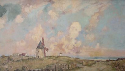VAUTHRIN ERNEST (1876-1949) Moulin en Bretagne, 1943. Huile sur toile, signée en...