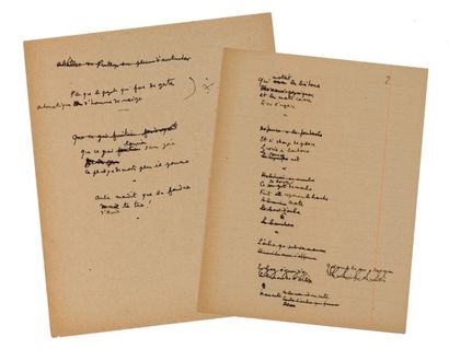 COCTEAU (Jean). " Les Mésaventures d'un Rosier". Manuscrit autographe ; 2 pages in-4....