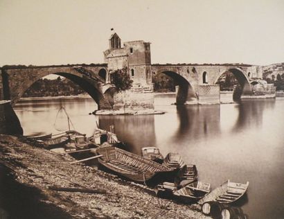 Edouard Denis BALDUS (1813-1882) Avignon, pont Saint-Benezet, 1861. Tirage albuminé...