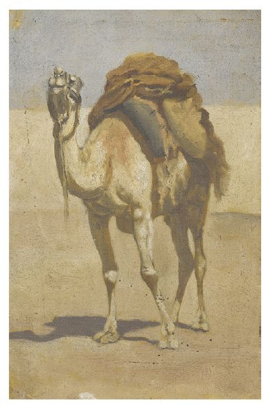 Jean-Richard GOUBIE (1840-1899) Dromadaire
Petite huile sur toile, marouflée sur...