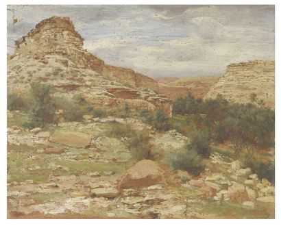 Jean-Richard GOUBIE (1840-1899) Canyon de Ghoufi en Algérie
Huile sur panneau, située...