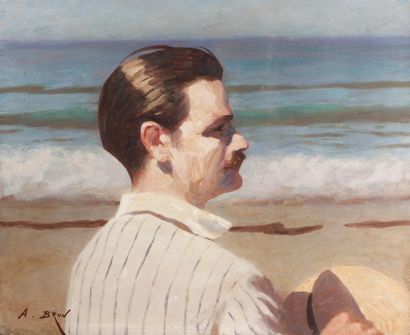 Alexandre BRUN (1853-1941) Portrait d'Albert, fils du peintre devant la mer
Huile...