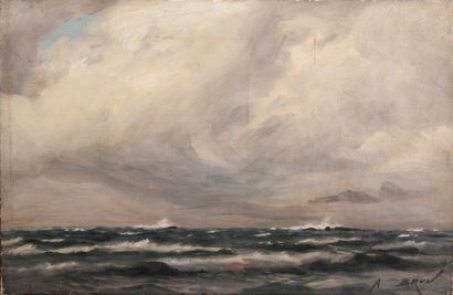 Alexandre BRUN (1853-1941) La Mer
Huile sur toile, signée en bas à droite.
(Non encadrée).
27...