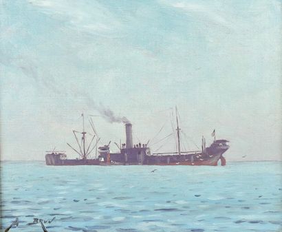 Alexandre BRUN (1853-1941) Cargo en mer
Huile sur toile, signée en bas à gauche....