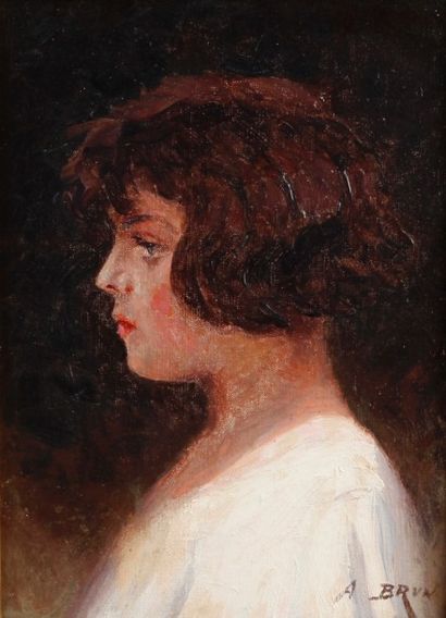 Alexandre BRUN (1853-1941) Elise
Huile sur toile, signée en bas à droite.
(Cadre...