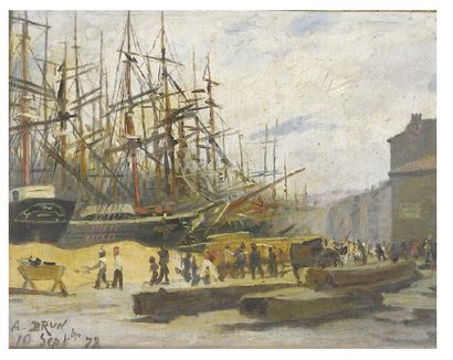 Alexandre BRUN (1853-1941) Le Port animé
Huile sur panneau, signée et datée 10 septembre...