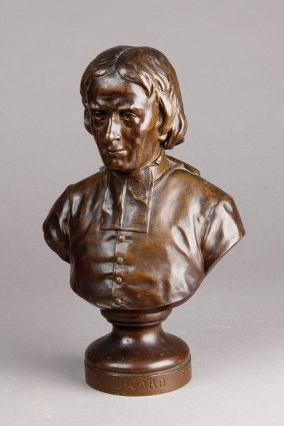 Gustave Nicolas HENNEQUIN (1834-1918) Buste de l'abbé Sicard
Epreuve en bronze à...