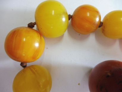 null CHUTE DE 18 perles d’ambre diam 13 mm à 28 mm - 77 g.