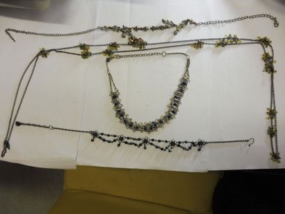 null 11 COLLIERS et SAUTOIRS : 2 perles métallique, 3 chaines, 2 perles d’hématite,...