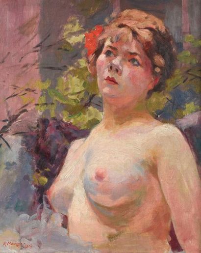 Renée MOURGUE-VACQUIER (1894-1990) Modèle en buste
Huile sur toile, signée en bas...