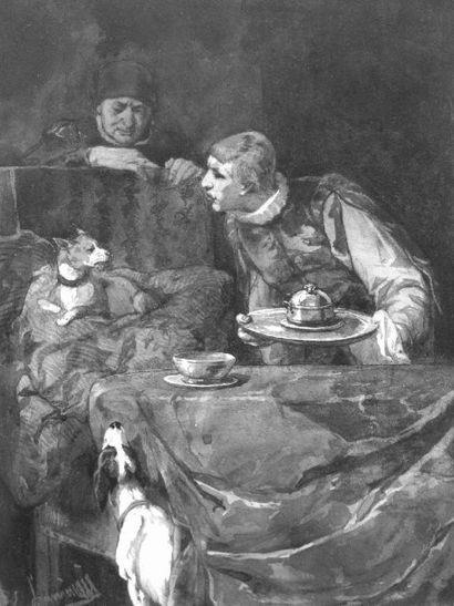 LUMINAIS EVARISTE (1822-1896) Le repas des chiens. Aquarelle gouachée, signée en...