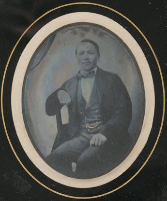 Dieudonné Constant VAUTHIER Homme avec barbe, ca. 1855. Daguerréotype dans son montage...