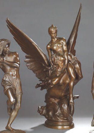 Denys Pierre PUECH (1854-1942). La Sirène Bronze à patine brune, légèrement cuivrée...