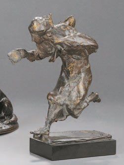 Galtiero BUSATO (actif au XIXe siècle) Le Messager Bronze patine brun clair réhaussé...