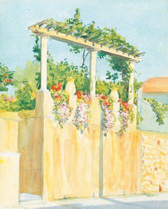 Atelier Tony MINARTZ (1870. 1944) Jardin, Le lion, Jardin (signée en bas à gauche),...