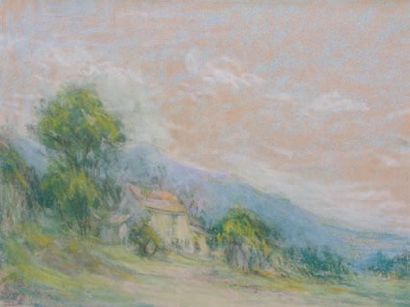 Claude SCHUFFENECKER (1851-1934) Le Hameau Pastel, cachet en bas à gauche. 24 x 32...