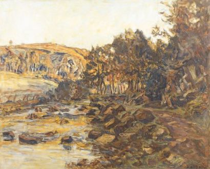 Germain David NILLET (1862-1931) La rivière Huile sur toile, signée en bas à droite....