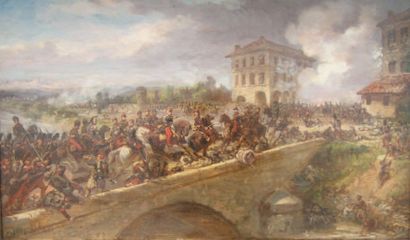 Eugène-Louis CHARPENTIER (1811-1890) Le passage du Ponte Nuovo à la bataille de Magenta...