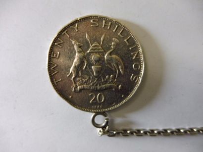 null BRACELET maillon forçat miroir et pièce de 20 shilling de L’OUGANDA argent 47...