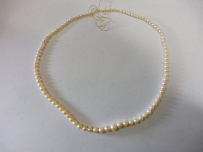 null COLLIER 104 perles de culture en chute diam 2,5 à 7,4 mm longueur 42,5 cm (état...