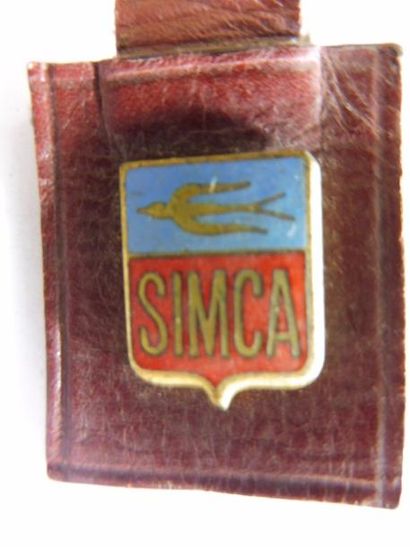 null REPERTOIRE AUTOMOBILE ‘’SIMCA’’ couverture et marque page cuir rouge marque...