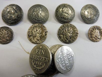 null LOT DE BOUTON façon ‘’pièce de monnaie’’ 4 de Ein KREUZER de 1816 argent diam...