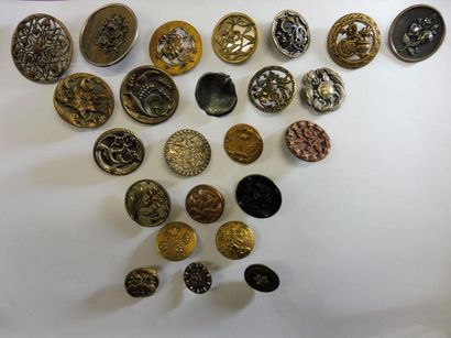 24 BOUTONS uniques à motif floral métal doré et foncé