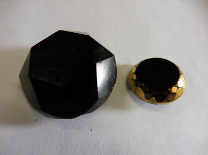 null BOUTON bord facetté verre noir 8 gris diam 2,7 cm – 8 petits dorés