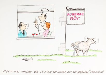 ALEXANDRE, Robert HUET dit (1930-2002) 
RESTAURANT - Sept dessins de presse originaux...